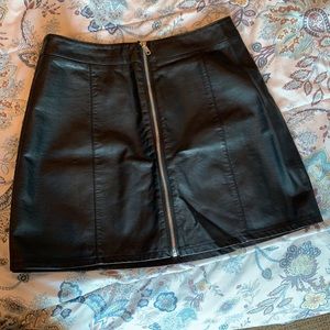 Black Leather Skater Skirt